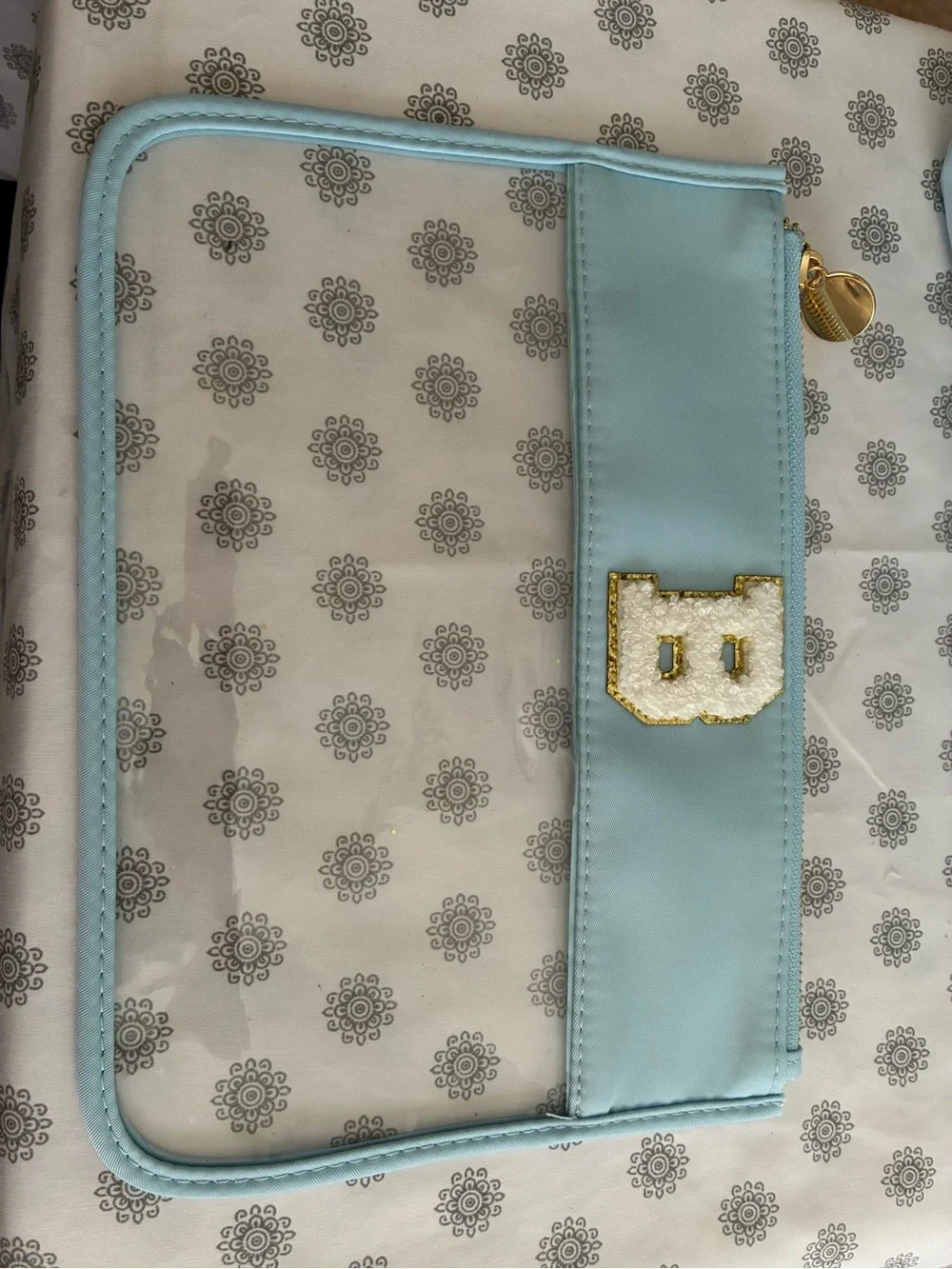 Yogorun Light Blue Cosmetic Travel Bags with 'B' Accent